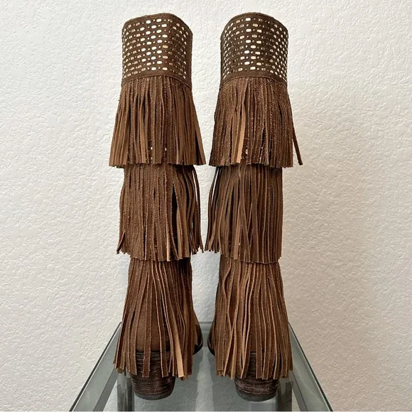 Old Gringo Triple Fringe Alsie Tall Knee w/ Zipper Western Boot 7 B - Picture 4 of 5